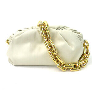 Bottega Veneta The Chain Pouch Shoulder Bag Greige Gray Leather Metal